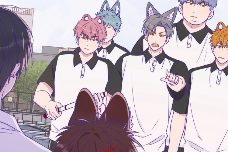 Ler o BL Manhwa Lying Puppies Get Eaten Capítulo 58 PT BR Scan, Aluno de outra escola causou confusão