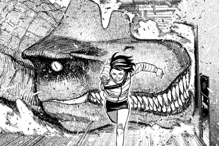 Ler o mangá Dandadan Capítulo 238 PT BR, Um dinossauro aparece à frente!